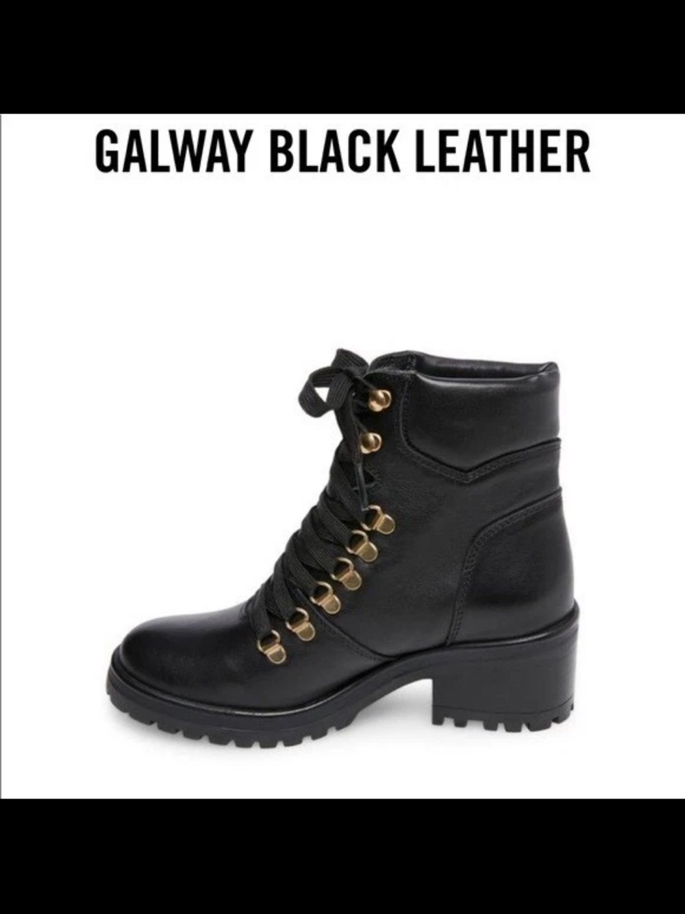 Steve Madden Galway Black Leather Combat Hiking Boots Size 8 Back to School - Picture 2 of 15
